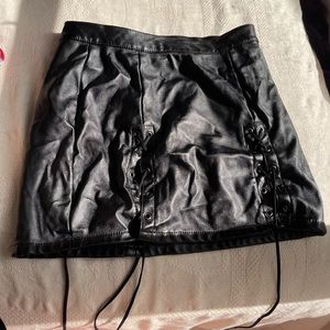 Black leather mini shirt